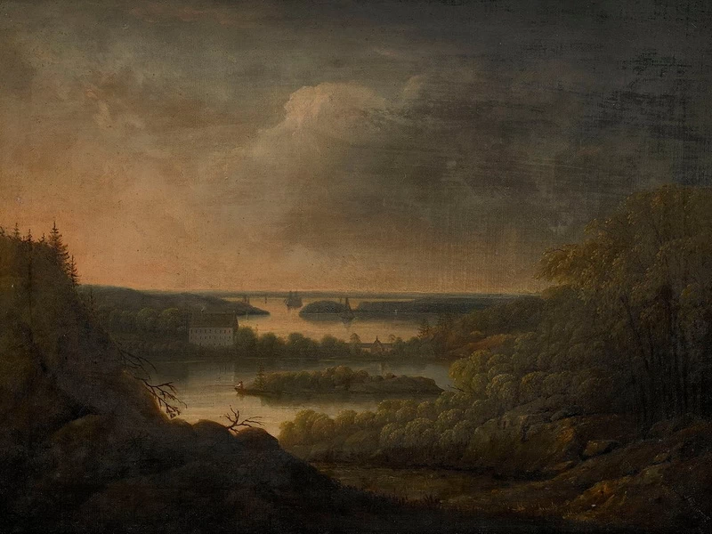 1774-Carl Johan Fahlcrantz - Vista su Velamsund Manor